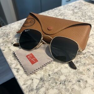 Like New Women’s Ray-Ban Black and Gold Hexagonal Polarized Sunglasses